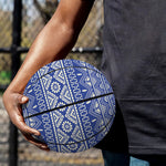 Blue And White African Pattern Print Basketball