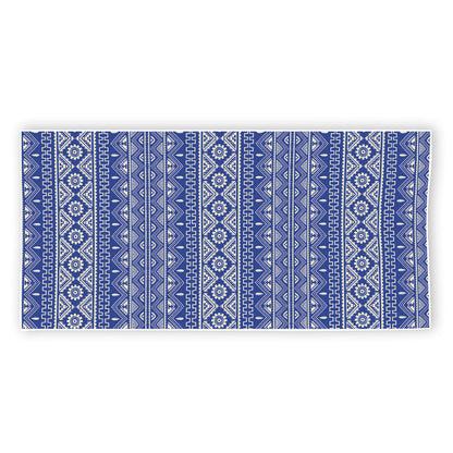 Blue And White African Pattern Print Beach Towel