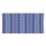 Blue And White African Pattern Print Beach Towel