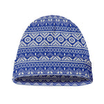 Blue And White African Pattern Print Beanie