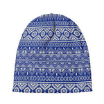 Blue And White African Pattern Print Beanie
