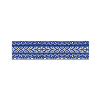 Blue And White African Pattern Print Bed Runner