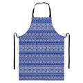 Blue And White African Pattern Print Bib Apron With Pocket