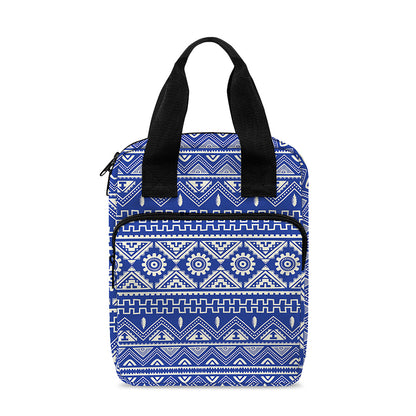 Blue And White African Pattern Print Bible Tote Bag