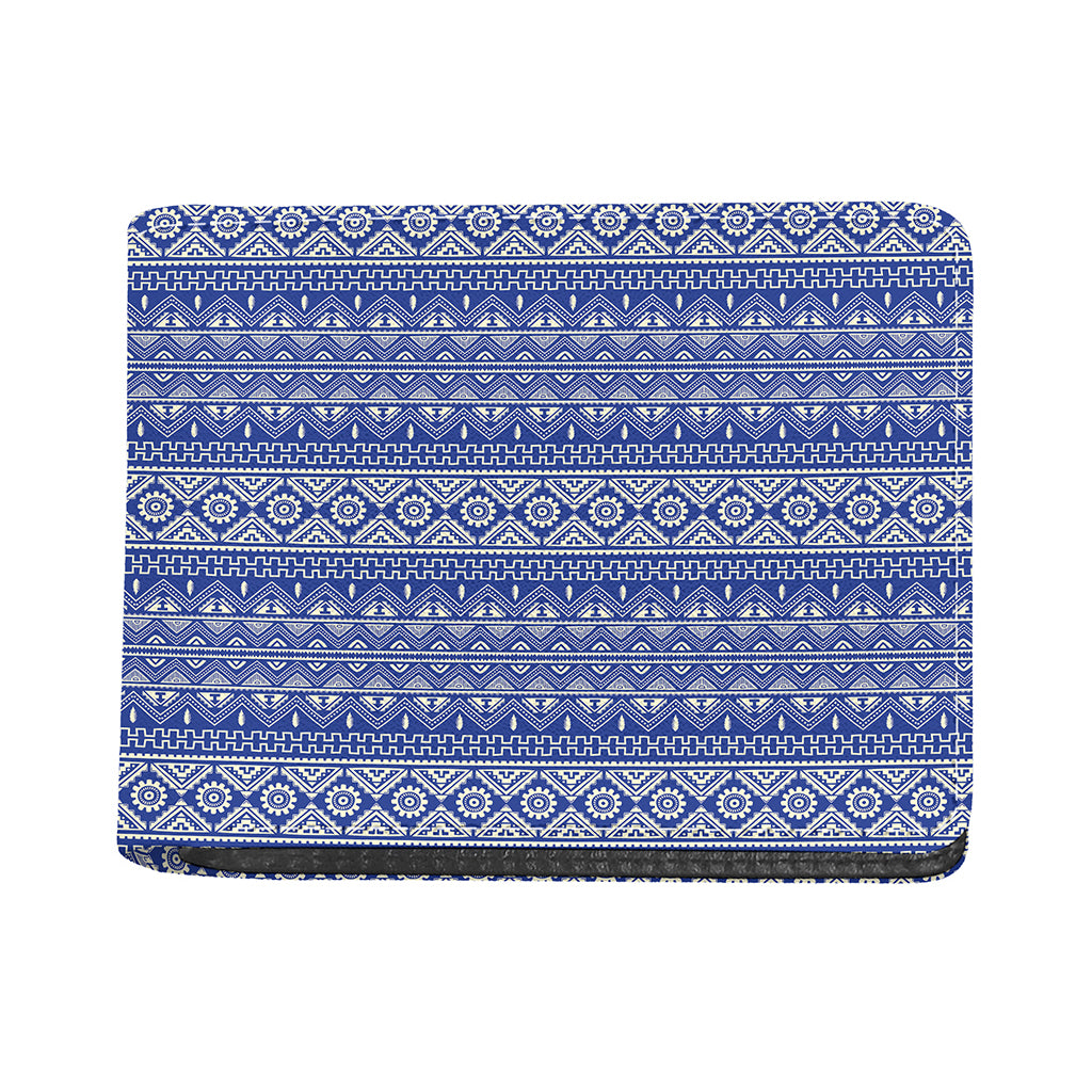 Blue And White African Pattern Print Bifold Wallet