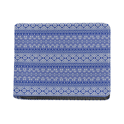 Blue And White African Pattern Print Bifold Wallet