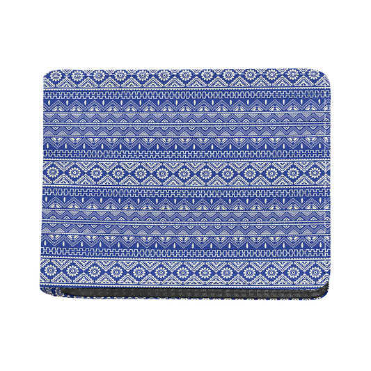 Blue And White African Pattern Print Bifold Wallet