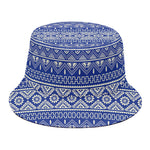 Blue And White African Pattern Print Bucket Hat