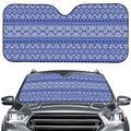Blue And White African Pattern Print Car Windshield Sun Shade