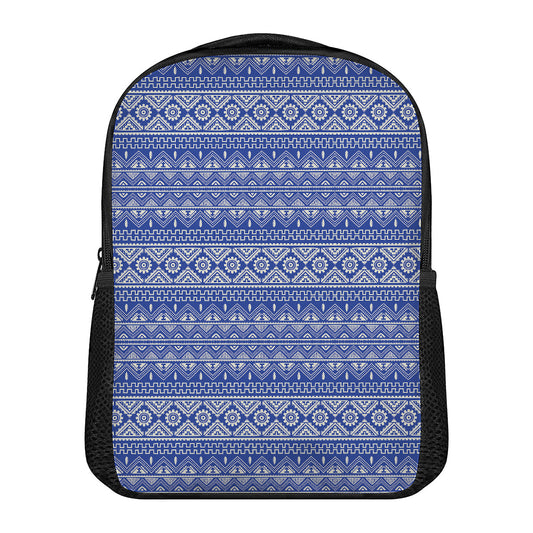 Blue And White African Pattern Print Casual Backpack