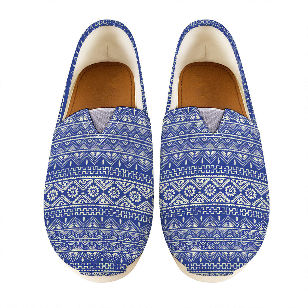 Blue And White African Pattern Print Casual Shoes