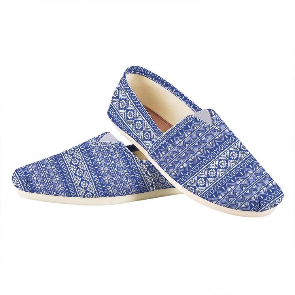 Blue And White African Pattern Print Casual Shoes