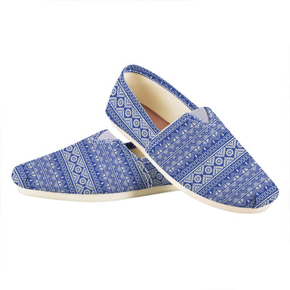 Blue And White African Pattern Print Casual Shoes