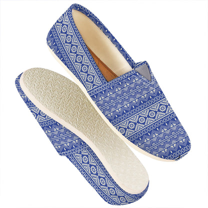 Blue And White African Pattern Print Casual Shoes