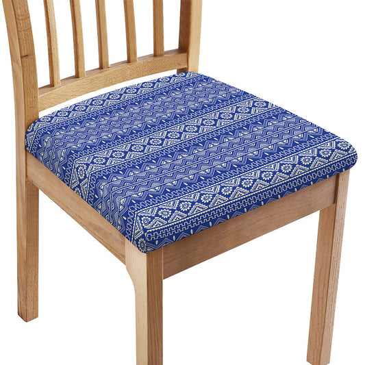 Blue And White African Pattern Print Chair Cushion Cover