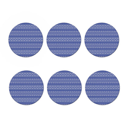 Blue And White African Pattern Print Coaster Set