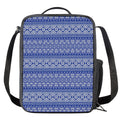 Blue And White African Pattern Print Crossbody Lunch Bag