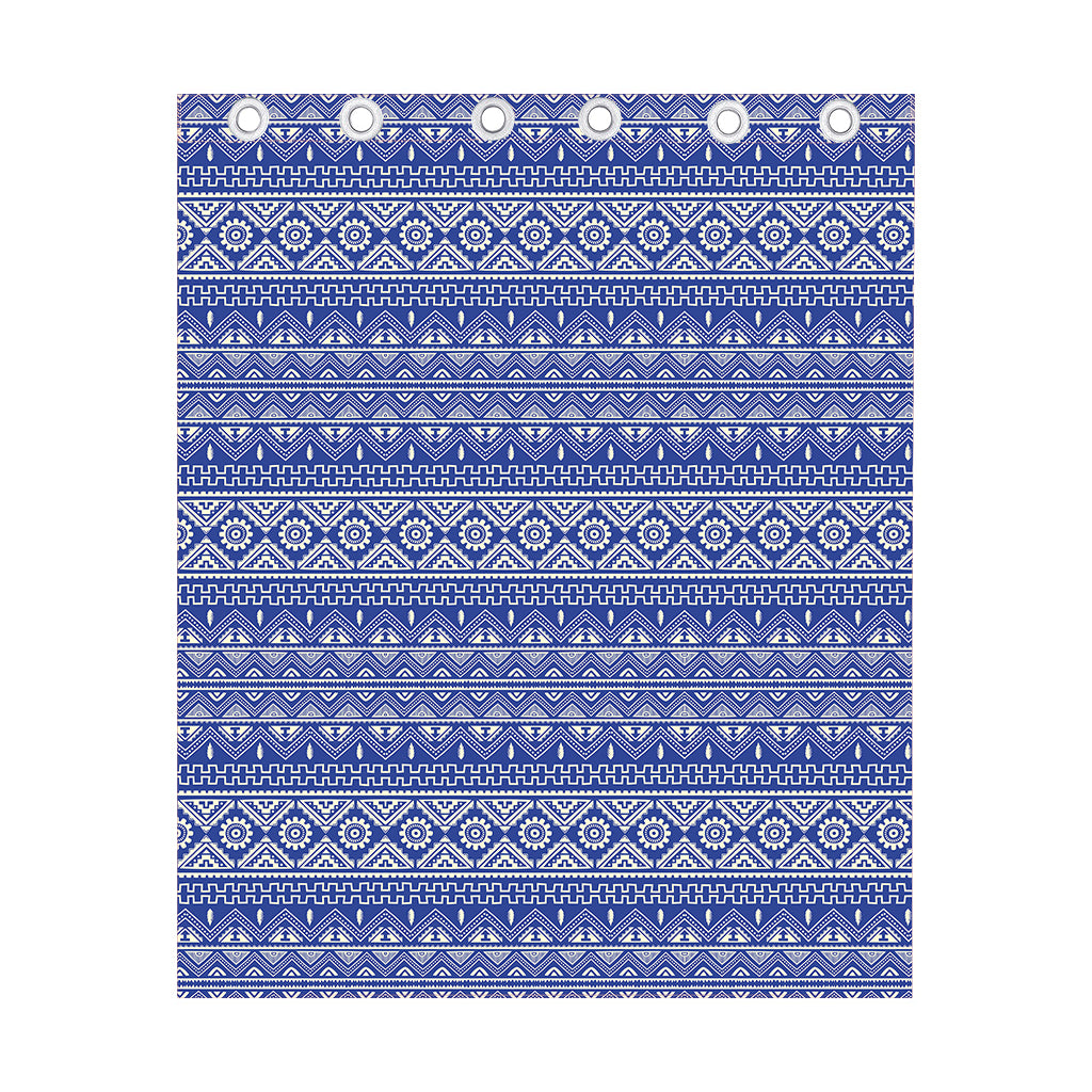 Blue And White African Pattern Print Curtain