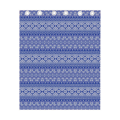Blue And White African Pattern Print Curtain