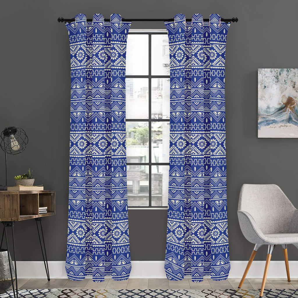 Blue And White African Pattern Print Curtain
