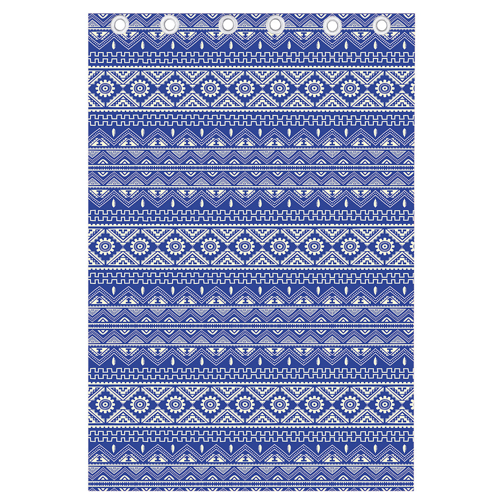 Blue And White African Pattern Print Curtain