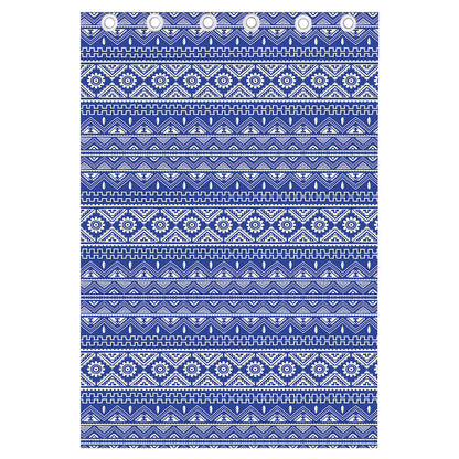 Blue And White African Pattern Print Curtain