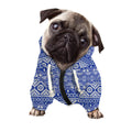 Blue And White African Pattern Print Dog Zip Up Hoodie