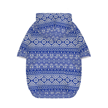 Blue And White African Pattern Print Dog Zip Up Hoodie