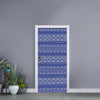 Blue And White African Pattern Print Door Sticker