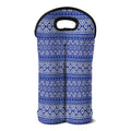 Blue And White African Pattern Print Double Neoprene Wine Tote