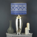 Blue And White African Pattern Print Drum Lamp Shade