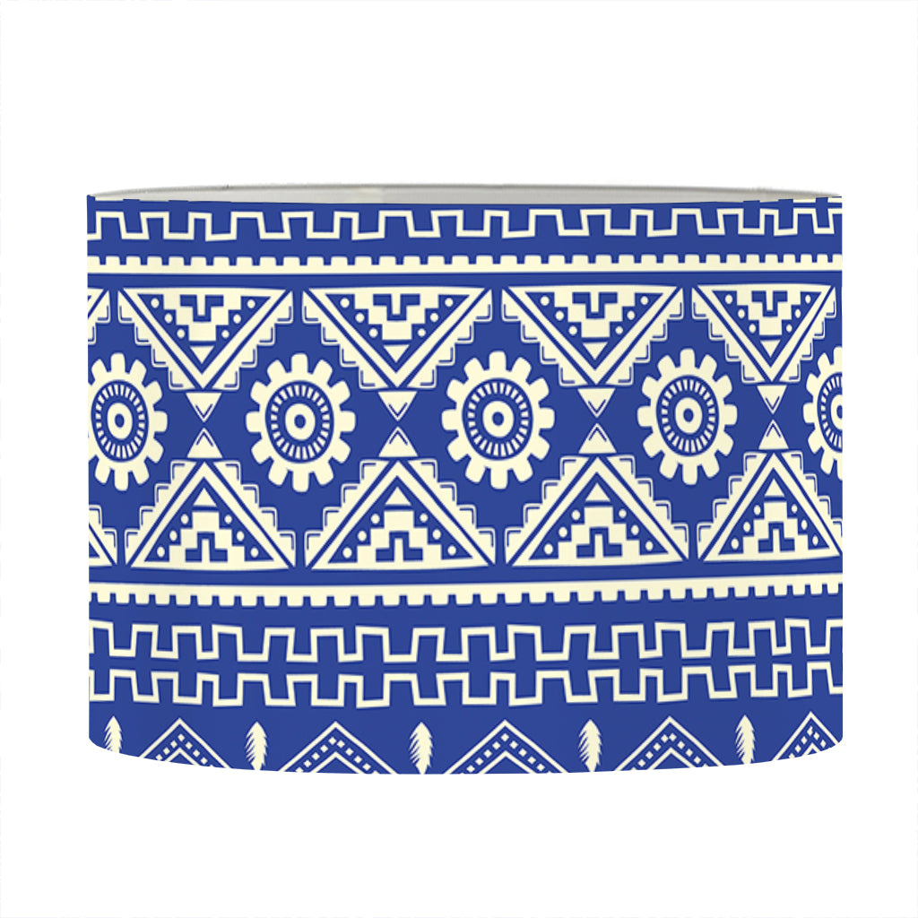 Blue And White African Pattern Print Drum Lamp Shade