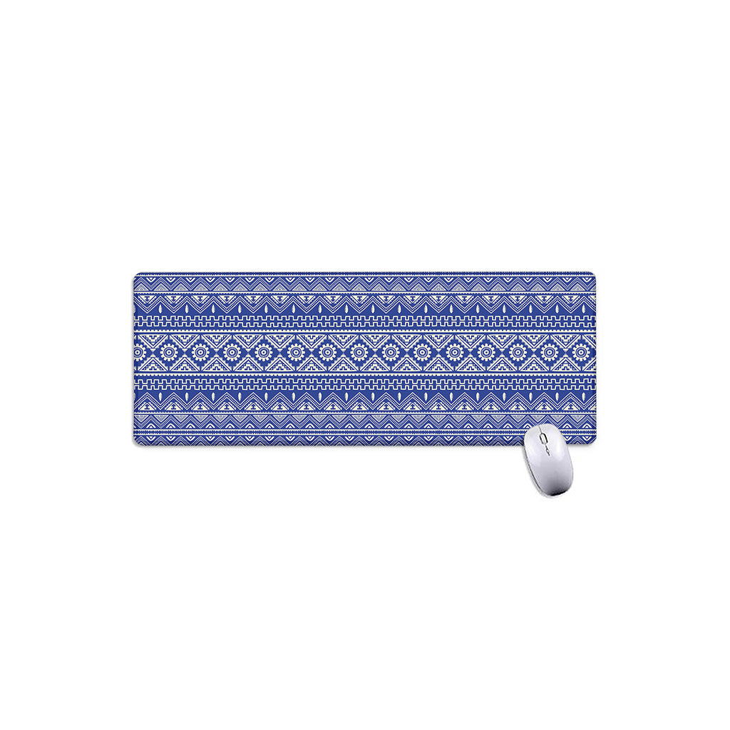 Blue And White African Pattern Print Extended Mouse Pad