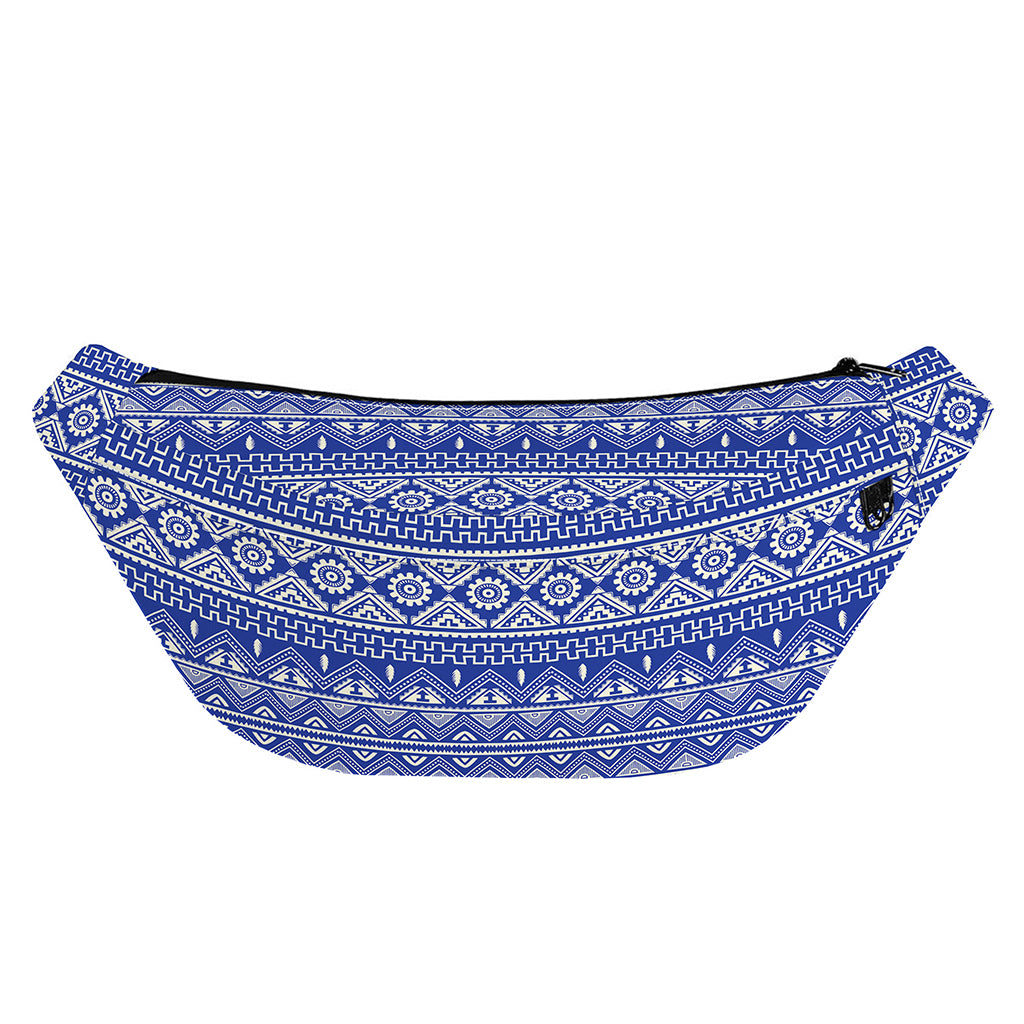 Blue And White African Pattern Print Fanny Pack