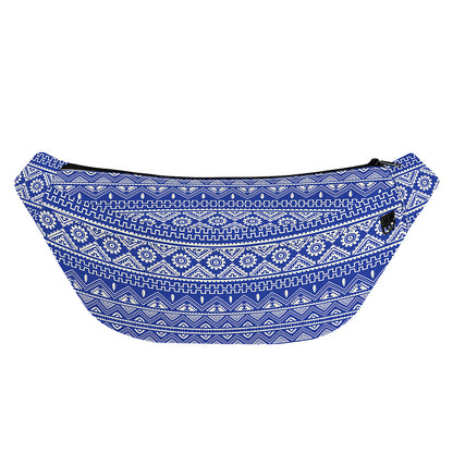 Blue And White African Pattern Print Fanny Pack