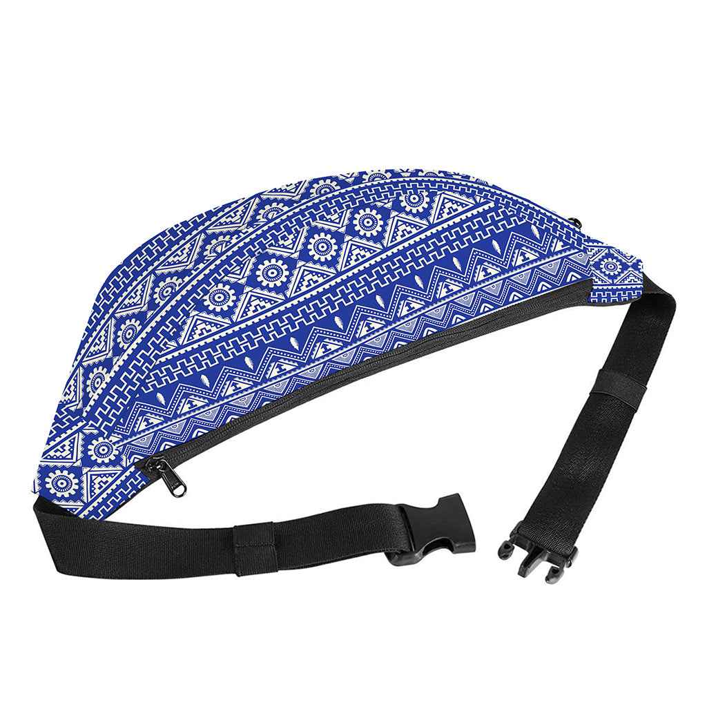 Blue And White African Pattern Print Fanny Pack