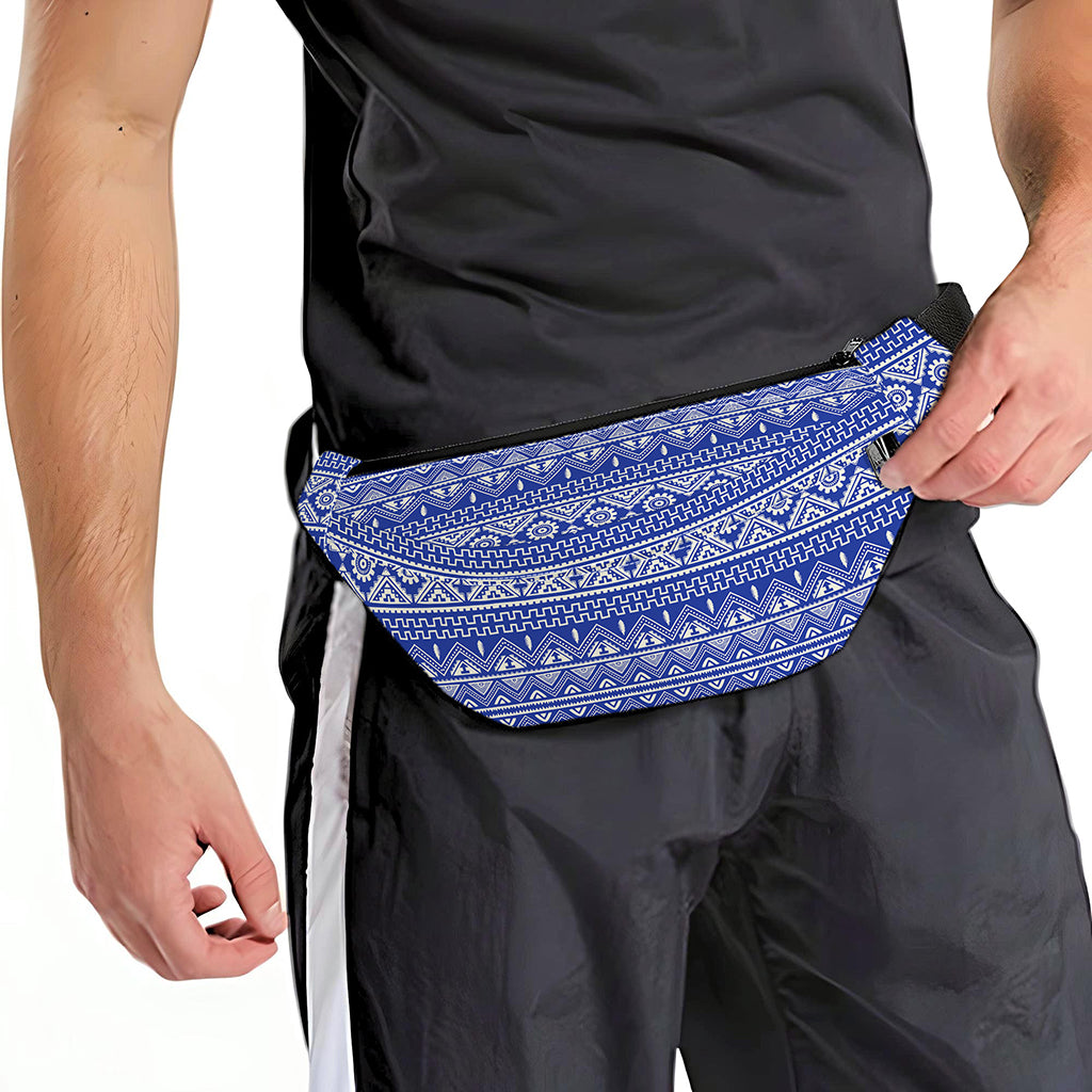 Blue And White African Pattern Print Fanny Pack
