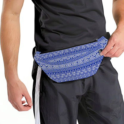 Blue And White African Pattern Print Fanny Pack