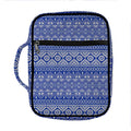 Blue And White African Pattern Print Front Pocket Bible Bag