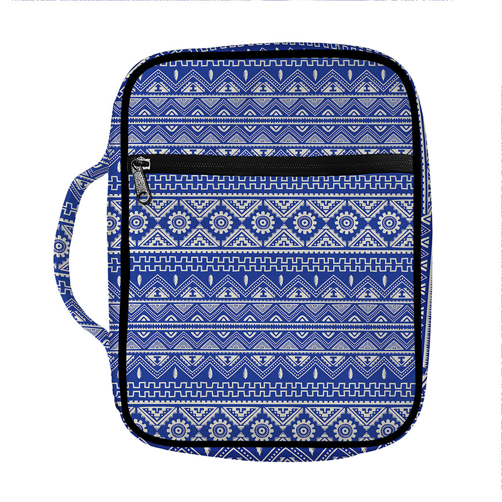 Blue And White African Pattern Print Front Pocket Bible Bag