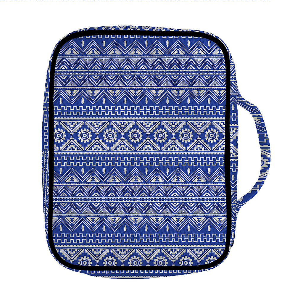 Blue And White African Pattern Print Front Pocket Bible Bag