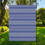 Blue And White African Pattern Print Garden Flag