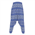 Blue And White African Pattern Print Hammer Pants