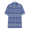 Blue And White African Pattern Print Hawaiian Shirt