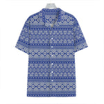 Blue And White African Pattern Print Hawaiian Shirt