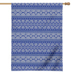 Blue And White African Pattern Print House Flag