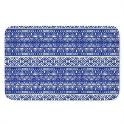 Blue And White African Pattern Print Indoor Door Mat