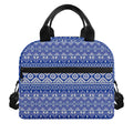 Blue And White African Pattern Print Insulated Lunch Bag