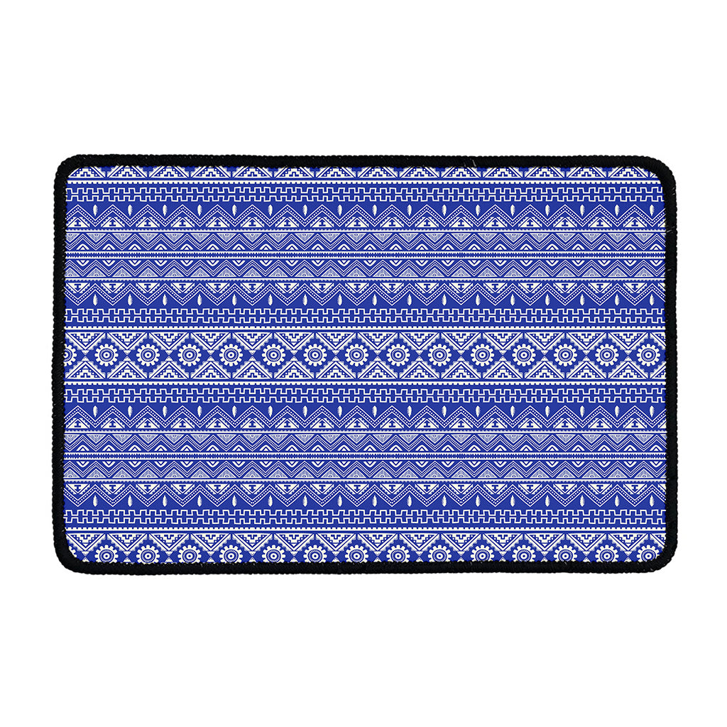Blue And White African Pattern Print Kitchen Mat