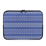 Blue And White African Pattern Print Laptop Sleeve